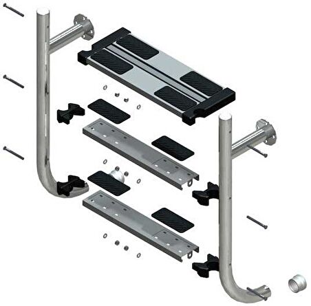 Gemaş Çiftli Merdiven Basamağı. Ø 42 mm boru için. Genişlik 500 mm. Eğimli-ToptancıyızBiz