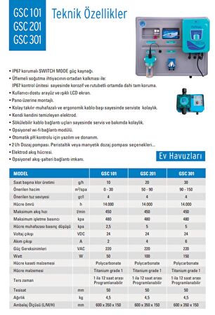 Gemaş Puritron GSC-201 Otomatik pH Kontrollü Hat Üstü Tuz & Klor Jenaratörü-ToptancıyızBiz