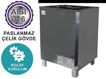 FINTECH Dıştan Kumandalı Sauna Sobası SAW Model 12kW 11-18m3 (40kg taş kapasitesi)-ToptancıyızBiz