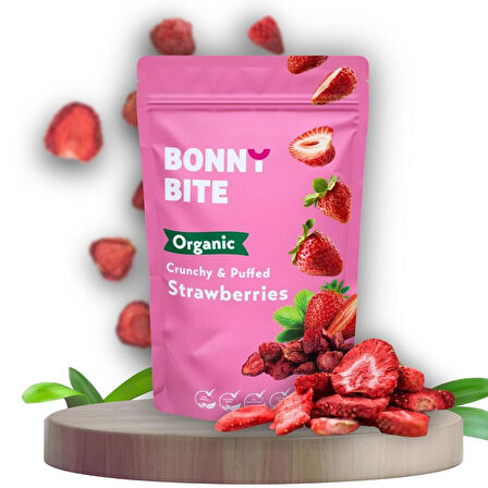 BONNY BITE KURUTULMUŞ ÇITIR ÇİLEK ATIŞTIRMALIĞI (18GR)