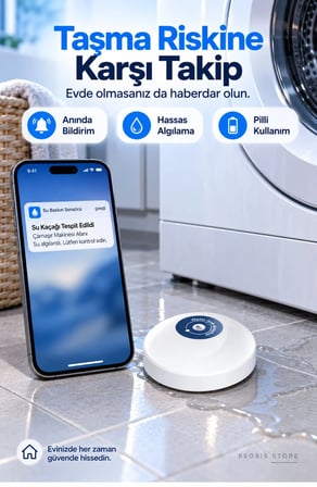 WiFi Su Baskını ve Kaçak Sensörü (Fonri, Tuya, Smart Life, Google Assistant, Amazon Alexa Destekli)