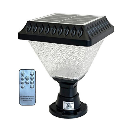 Maxled MX-9012 Solar Bahçe Armatürü 30W Kumandalı 4 Işık Renkli Güneş Enerjili Dış Mekan Aydınlatma