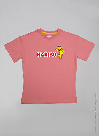 Haribo Baskılı Pembe Kız Çocuk T-Shirt HRBTXT106