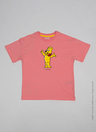 Haribo Baskılı Pembe Kız Çocuk T-Shirt HRBTXT107