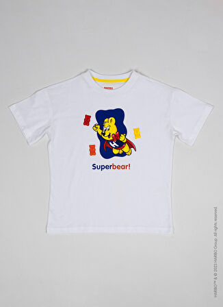 Haribo Baskılı Beyaz Erkek Çocuk T-Shirt HRBTXT108