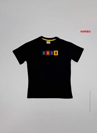 Haribo Baskılı Siyah Erkek T-Shirt Haribo Erkek Çocuk T-shirt-2