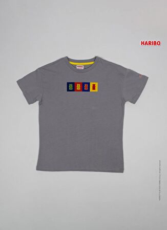 Haribo Baskılı Gri Erkek T-Shirt Haribo Erkek Çocuk T-shirt