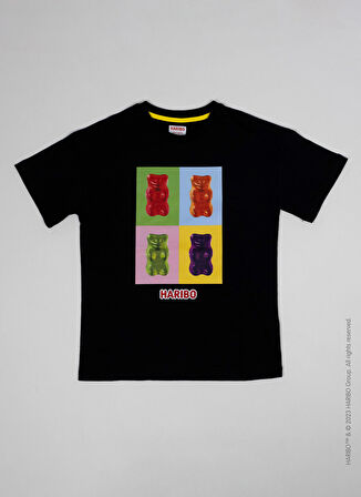 Haribo Baskılı Siyah Erkek Çocuk T-Shirt HRBTXT011