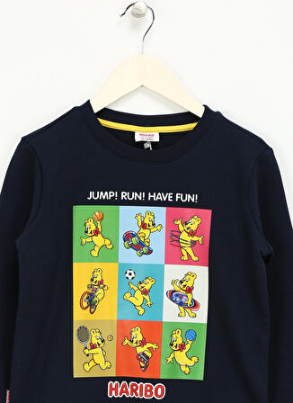 Haribo Baskılı Erkek Lacivert Sweatshırt HRBTXT301 Haribo Çocuk Sweatshirt