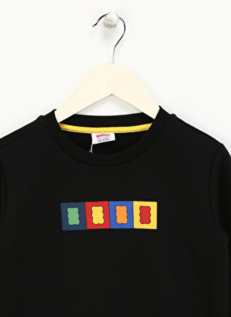 Haribo Kabartma Erkek Çocuk Siyah Sweatshırt HRBTXT307 Haribo Çocuk Sweatshirt