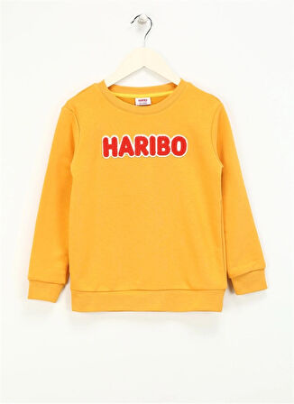 Haribo Hardal Kız Çocuk Bisiklet Yaka İşlemeli Sweatshirt HRBTXT308