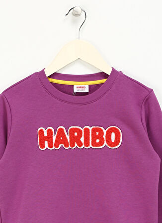 Haribo İşlemeli Kız Çocuk Lila Sweatshırt HRBTXT308 Haribo Çocuk Sweatshirt