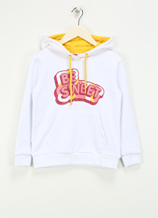 Haribo Baskılı Kız Çocuk Beyaz Sweatshırt HRBTXT314 Haribo Hoodie Çocuk Sweat