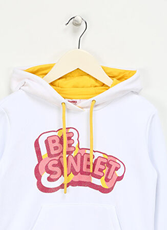 Haribo Baskılı Kız Çocuk Beyaz Sweatshırt HRBTXT314 Haribo Hoodie Çocuk Sweat