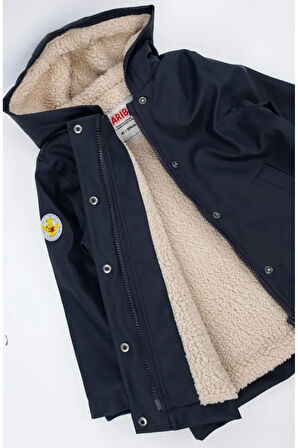 Pu Içi Kürk Kaban Yağmurluk Mont - Lacivert