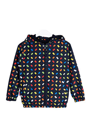 Unisex Çocuk Normal Kalıp Kapüşonlu Rüzgarlık - Lacivert | 6 Yaş