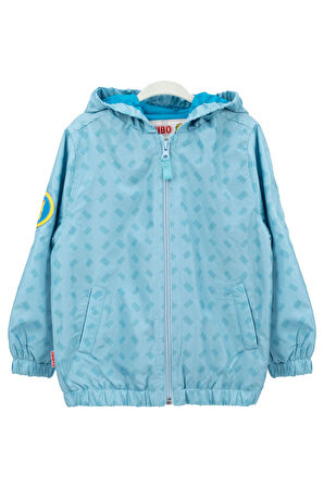 Erkek Çocuk Normal Kalıp Kapüşonlu Rüzgara Dayanıklı Rüzgarlık - Açık Mavi | 8 Yaş