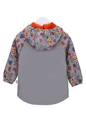 Unisex Çocuk Rahat Kalıp İçi Polar Astarlı Kapüşonlu Mont - Gri | 3 Yaş