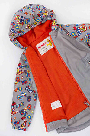 Unisex Çocuk Rahat Kalıp İçi Polar Astarlı Kapüşonlu Mont - Gri | 3 Yaş