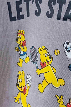 Erkek Çocuk Reglan Kollu Baskılı Sweatshirt - Lacivert | 3-4 Yaş