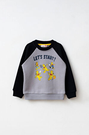 Erkek Çocuk Reglan Kollu Baskılı Sweatshirt - Lacivert | 5-6 Yaş