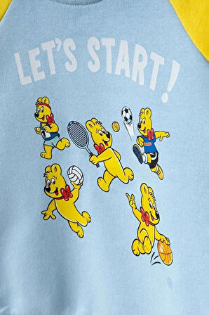 Unisex Çocuk Reglan Kollu Baskılı Sweatshirt - Sarı | 5-6 Yaş