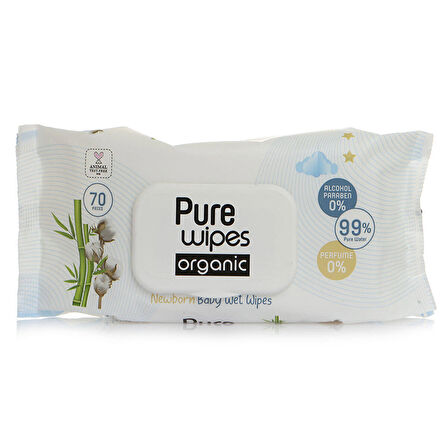 Pure Wipes Pure Baby Organic Yenidoğan Islak Havlu 70 Adet