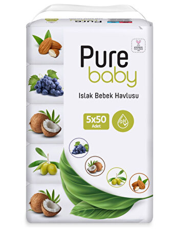 Pure Baby Islak Bebek Havlusu 5*50