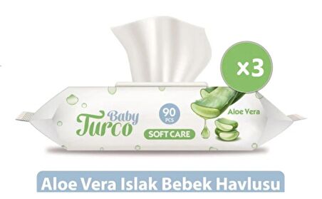 Baby Turco Softcare Aloe Vera Islak Bebek Havlusu 3x90