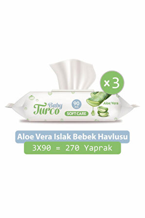 Baby Turco Softcare Aloe Vera Islak Bebek Havlusu 3'lü Paket