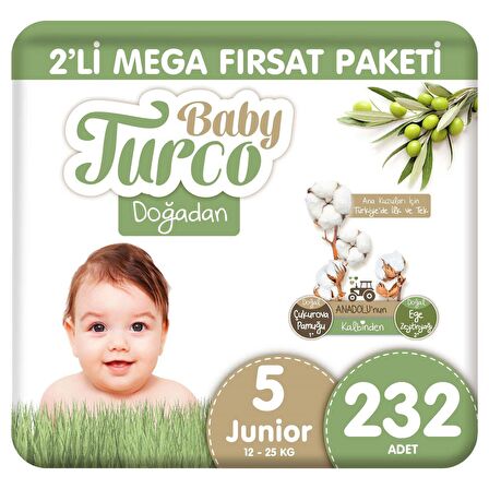 Baby Turco Doğadan 5 Numara Junior 232'li Bel Bantlı Bez