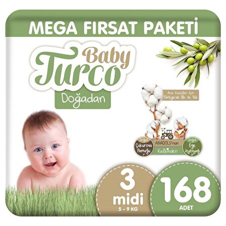 Baby Turco Doğadan 3 Numara Midi 168'li Bel Bantlı Bez