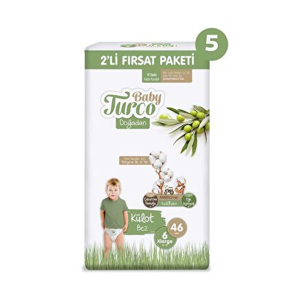 Baby Turco Doğadan 6 Numara X Large 230'lu Külot Bez