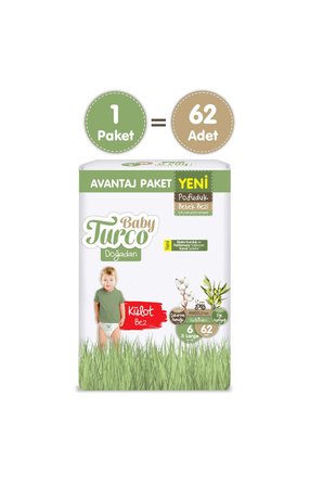 Baby Turco Doğadan Avantaj Paketi Pofuduk Külot Bez 6 Numara Xlarge 62 Adet
