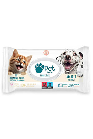Pet Love Argan Yağlı 60 Yaprak Evcil Hayvan Temizleme Mendili