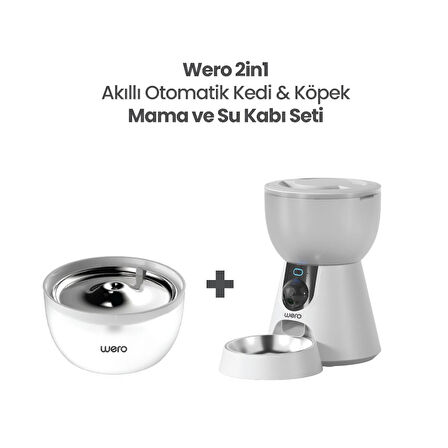 Wero 2in1 Kameralı, Wi-Fi Destekli Akıllı Otomatik Kedi & Köpek Mama ve Su Kabı Seti (FW2-C)
