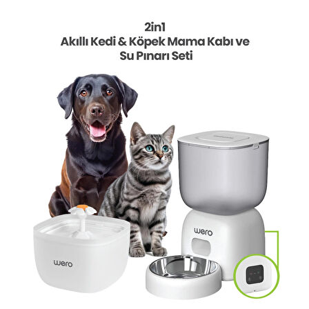 Wero 2in1 Akıllı Kedi & Köpek Mama Kabı ve Su Pınarı Seti | Wi-Fi Kontrollü, Otomatik Besleme (WF1)