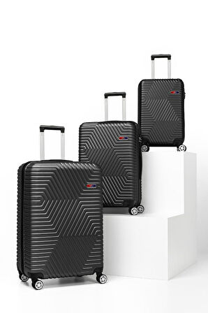 G&D Polo Suitcase Abs 3'lü Siyah Lüx Valiz Seyahat Seti 600.01-set