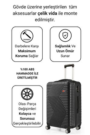 G&D Polo Suitcase Abs Siyah Orta Boy Valiz 600.01-O