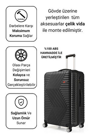 G&D Polo Suitcase Abs Siyah Büyük Boy Valiz 600.01-B