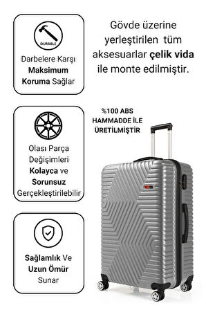 G&D Polo Suitcase Abs Gümüş Gri Büyük Boy Valiz 600.03-B