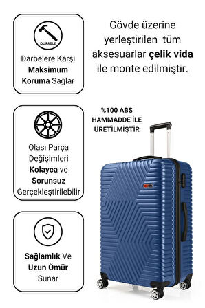 G&D Polo Suitcase Abs Çivit Mavi Büyük Boy Valiz 600.05-B