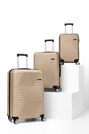 G&D Polo Suitcase Abs 3'lü Gold Lüx Valiz Seyahat Seti 600.06-set