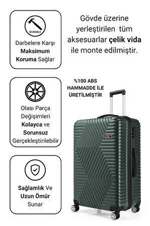 G&D Polo Suitcase Abs Haki Yeşil Büyük Boy Valiz 600.07-B