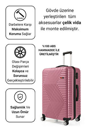 G&D Polo Suitcase Abs Gül Kurusu Büyük Boy Valiz 600.08-B