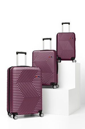 G&D Polo Suitcase Abs 3'lü Mürdüm Lüx Valiz Seyahat Seti 600.09-set