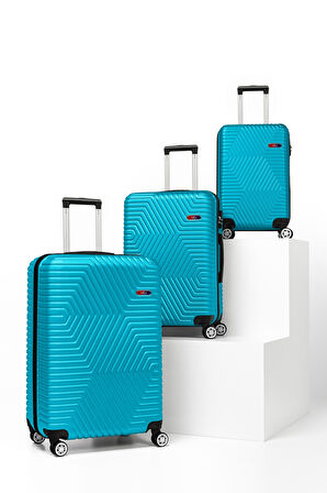 G&D Polo Suitcase Abs 3'lü Turkuaz Lüx Valiz Seyahat Seti 600.16-set