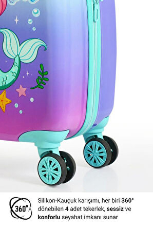 Gedox Kids Su Yeşili Lila Denizkızı Desenli Kız Çocuk Valizi 150