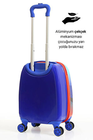 Gedox Kids Mavi Kırmızı Astronot Desenli Erkek Çocuk Valizi 151