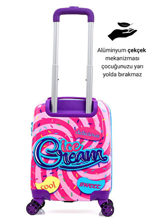 Gedox Kids Pembe Dondurma Mavi İce Cream Desenli Kız Çocuk Valizi 152.02